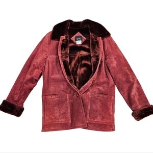 Dennis Basso Vtg Suede Jacket Holiday Maroon S/m